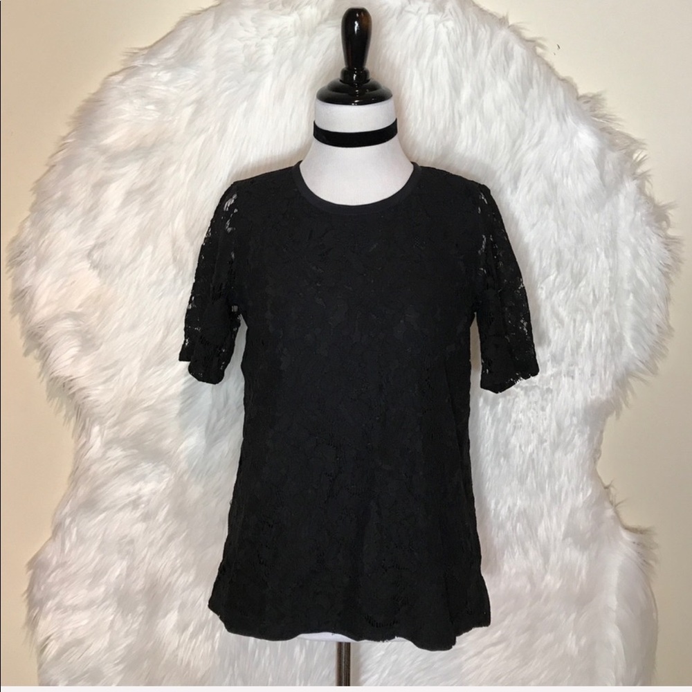 Madewell Black Lace Refined Top - Picture 2 of 6